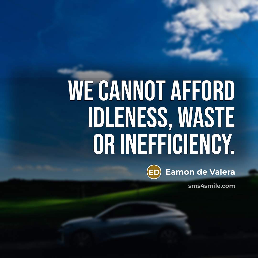 “We cannot afford idleness, waste or inefficiency.” quote by Eamon de Valera
