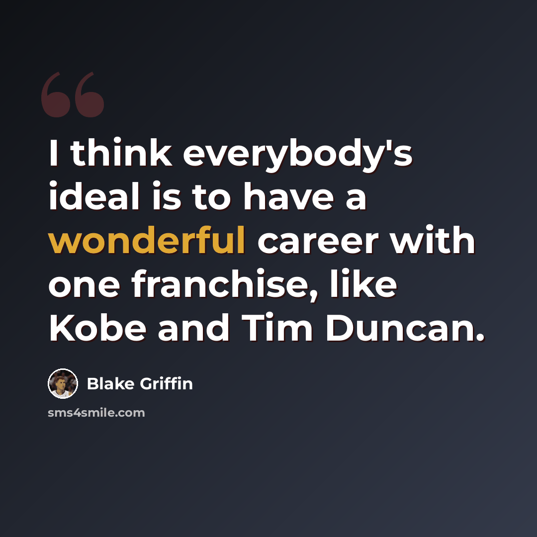 “I think everybody's ideal is to have a wonderful career with one franchise, like Kobe and Tim Duncan.” quote by Blake Griffin