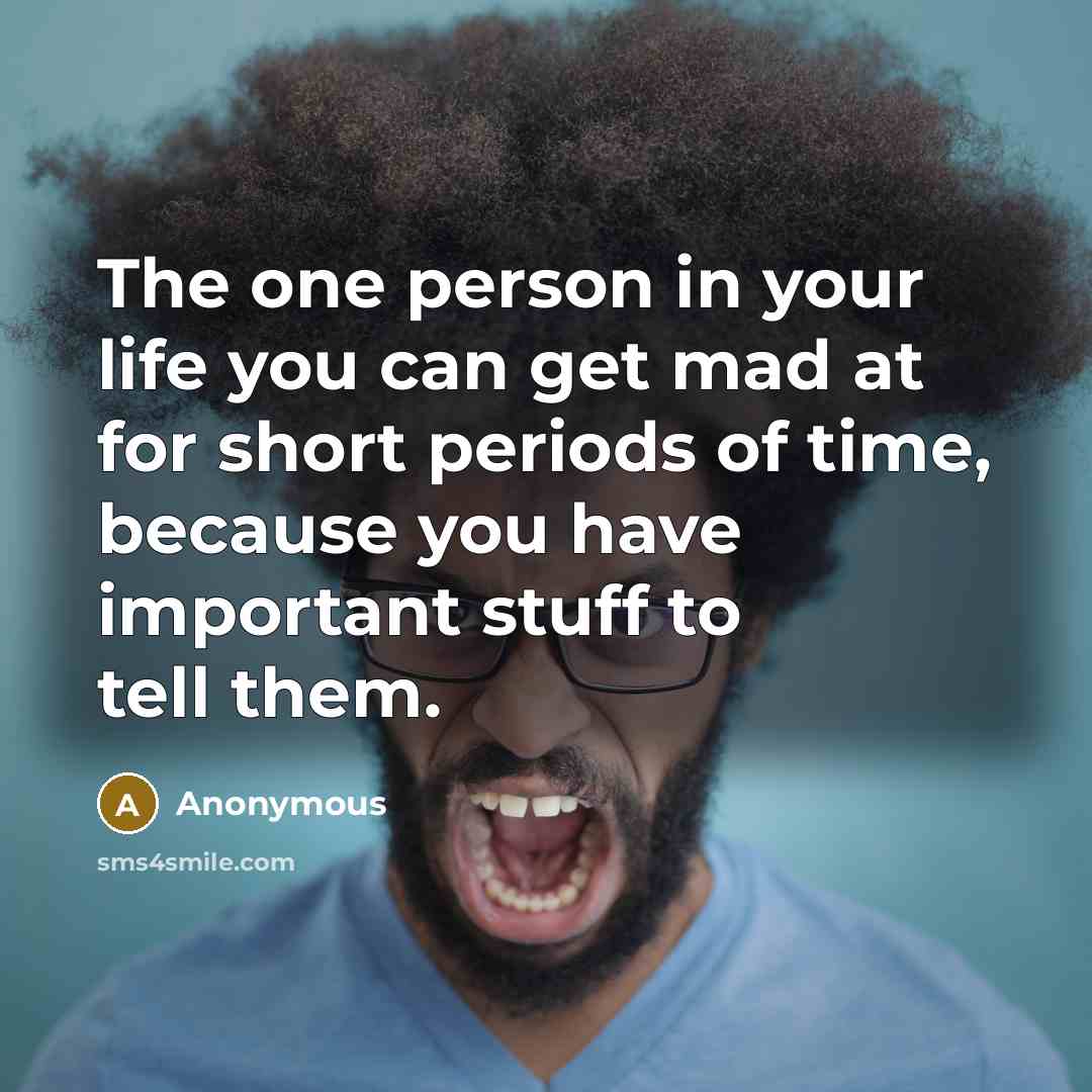 “The one person in your life you can get mad at for short periods of time, because you have important stuff to tell them.” quote by Anonymous