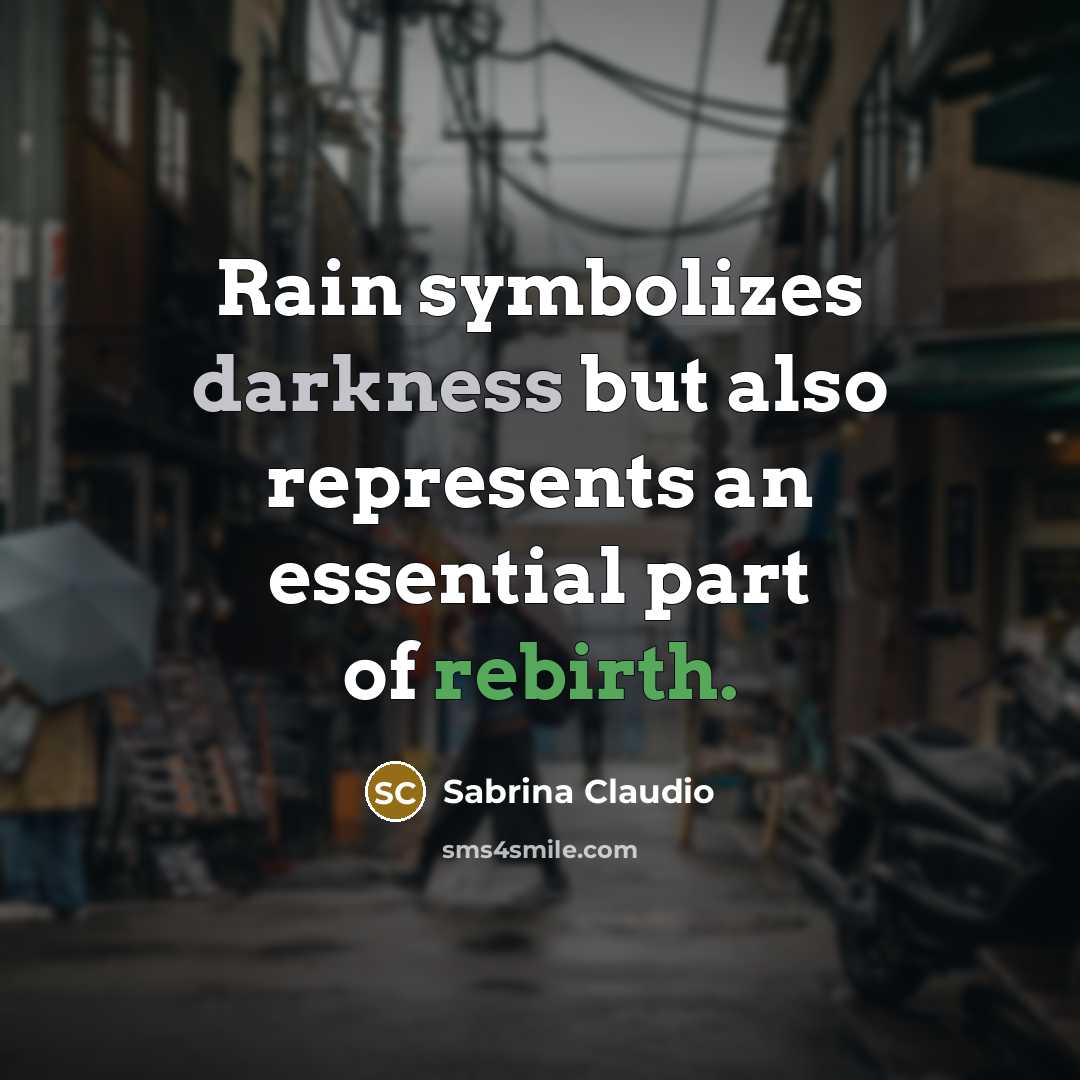 “Rain symbolizes darkness but also represents an essential part of rebirth.” quote by Sabrina Claudio
