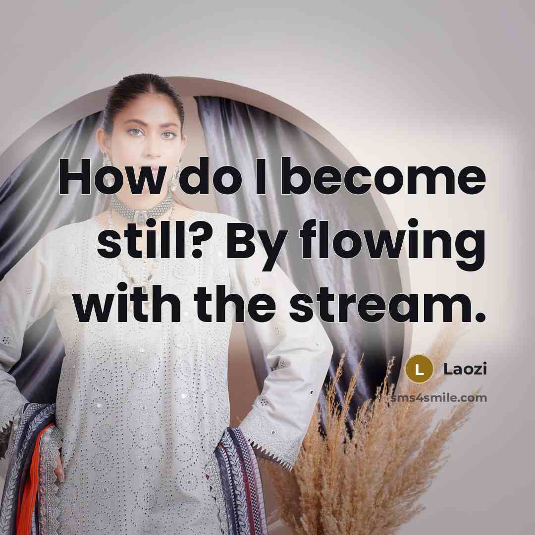 “How do I become still? By flowing with the stream.” quote by Laozi