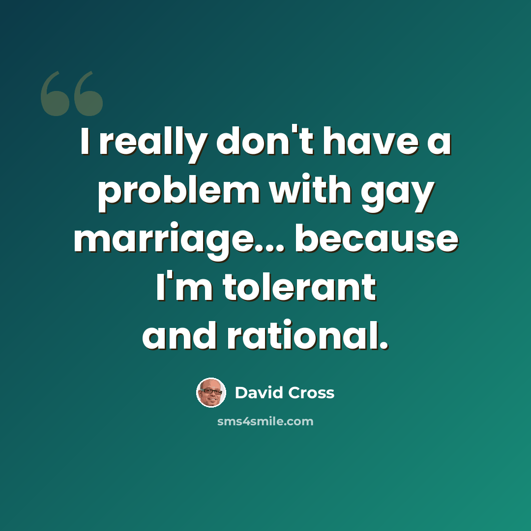 “I really don't have a problem with gay marriage... because I'm tolerant and rational.” quote by David Cross