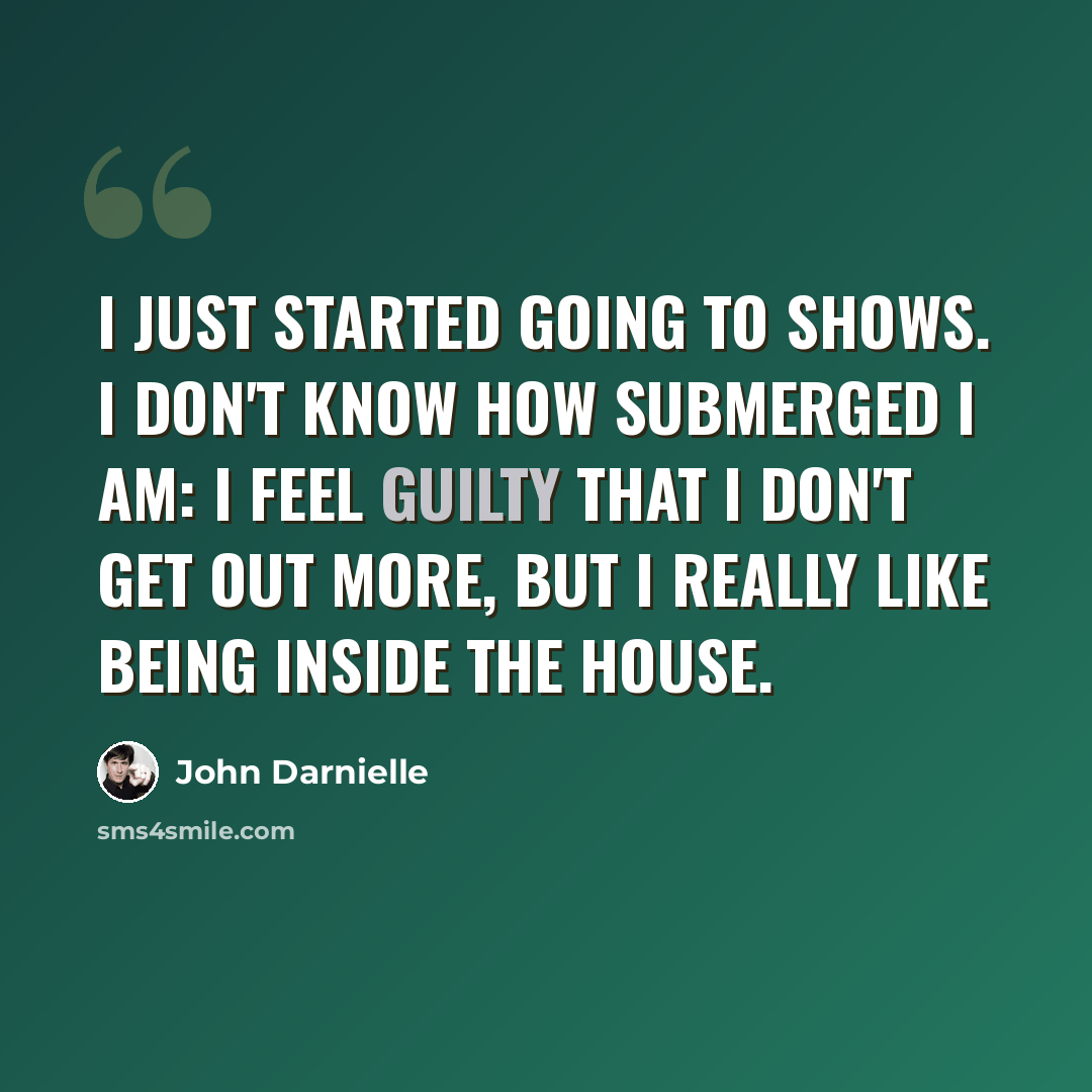 “I just started going to shows. I don't know how submerged I am: I feel guilty that I don't get out more, but I really like being inside the house.” quote by John Darnielle