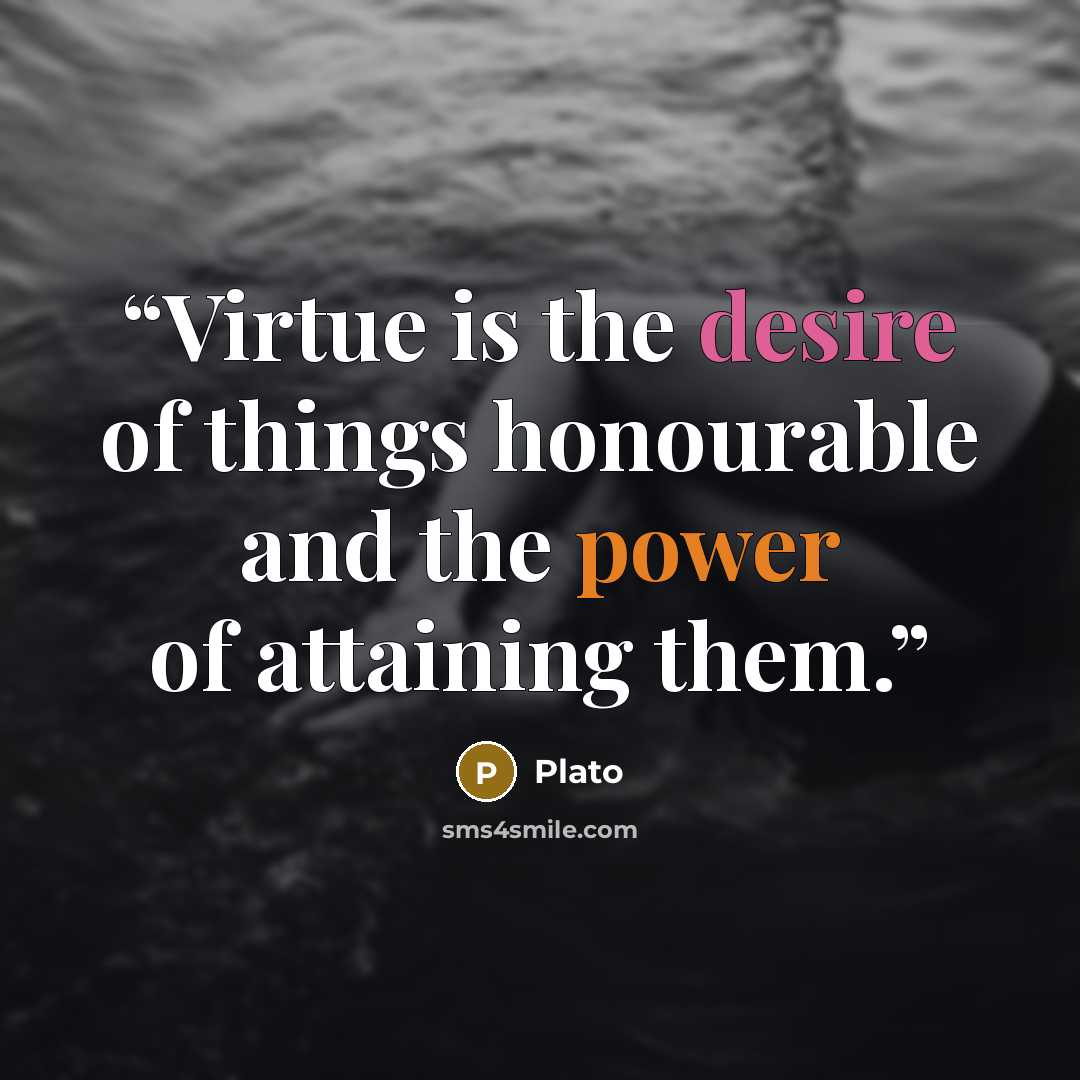 “Virtue is the desire of things honourable and the power of attaining them.” quote by Plato