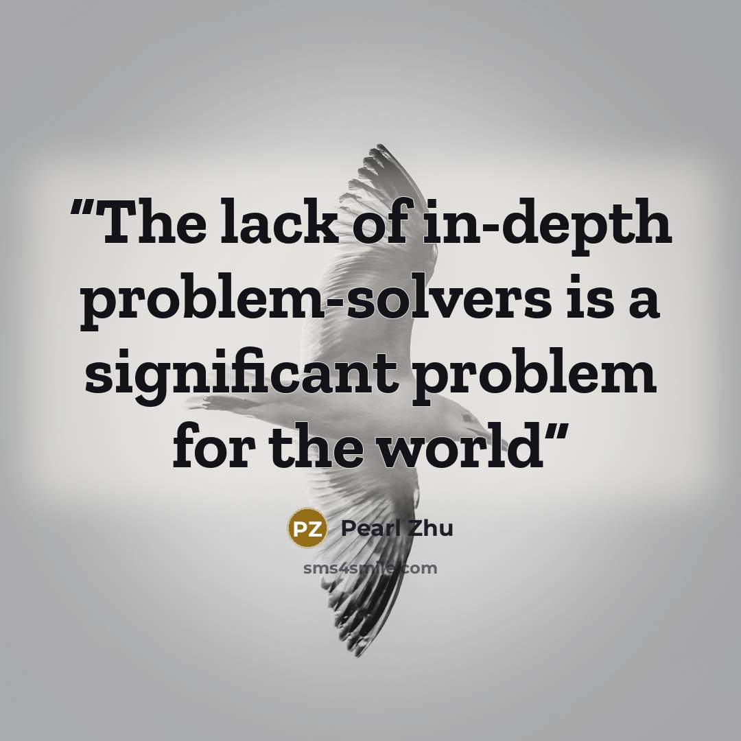 “The lack of in-depth problem-solvers is a significant problem for the world” quote by Pearl Zhu
