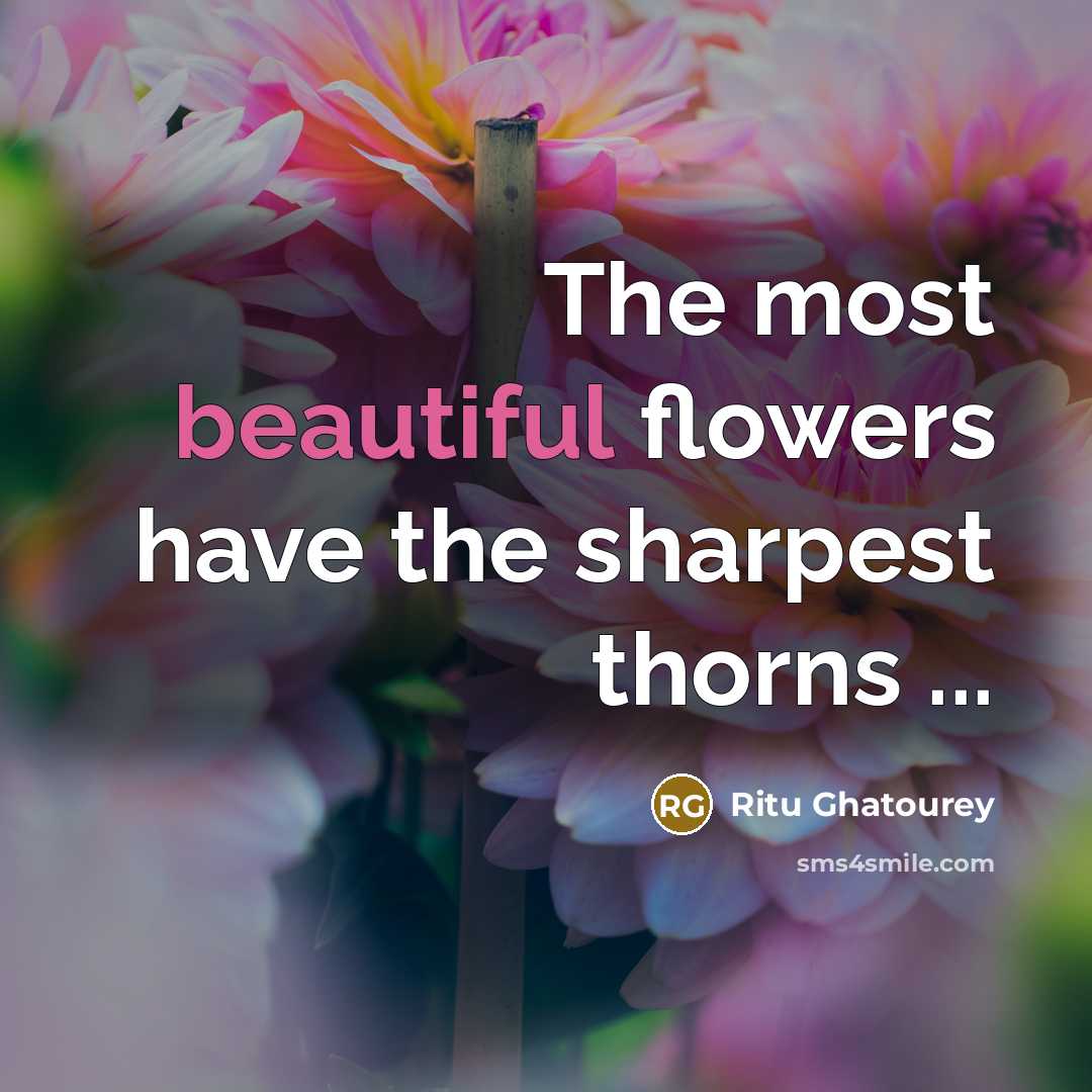 “The most beautiful flowers have the sharpest thorns ...” quote by Ritu Ghatourey