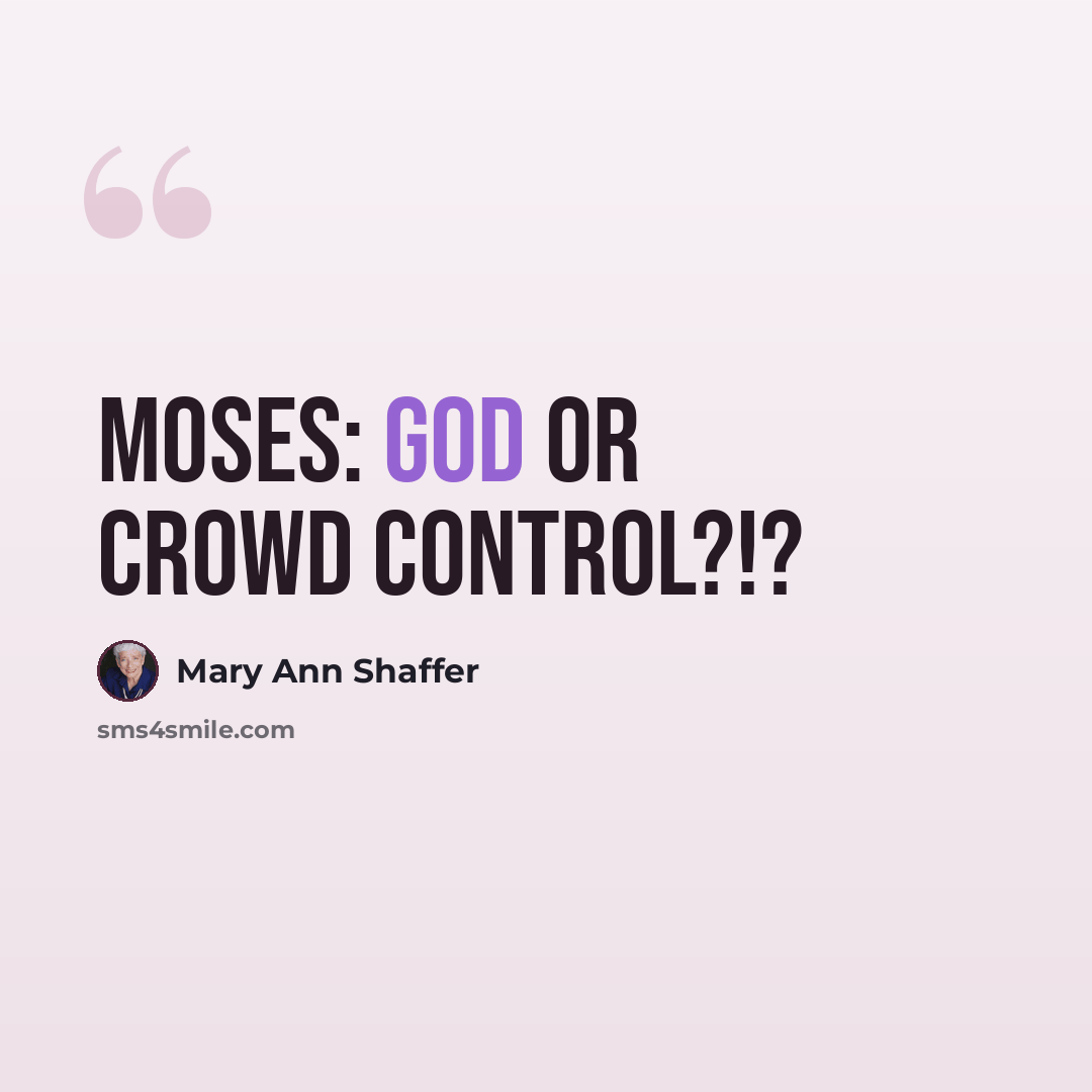 “Moses: God or crowd control?!?” quote by Mary Ann Shaffer