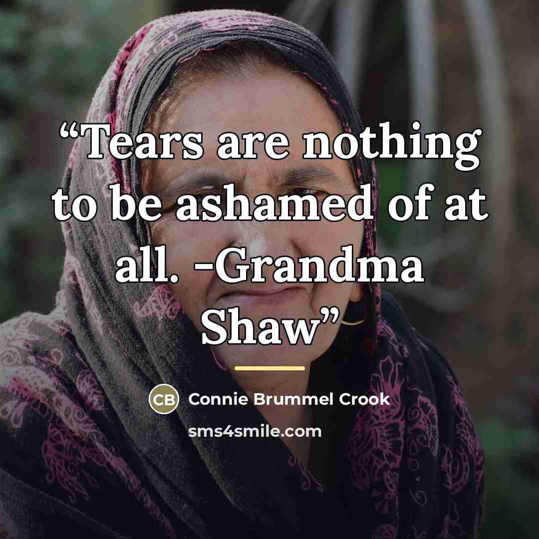 “Tears are nothing to be ashamed of at all. -Grandma Shaw” quote by Connie Brummel Crook