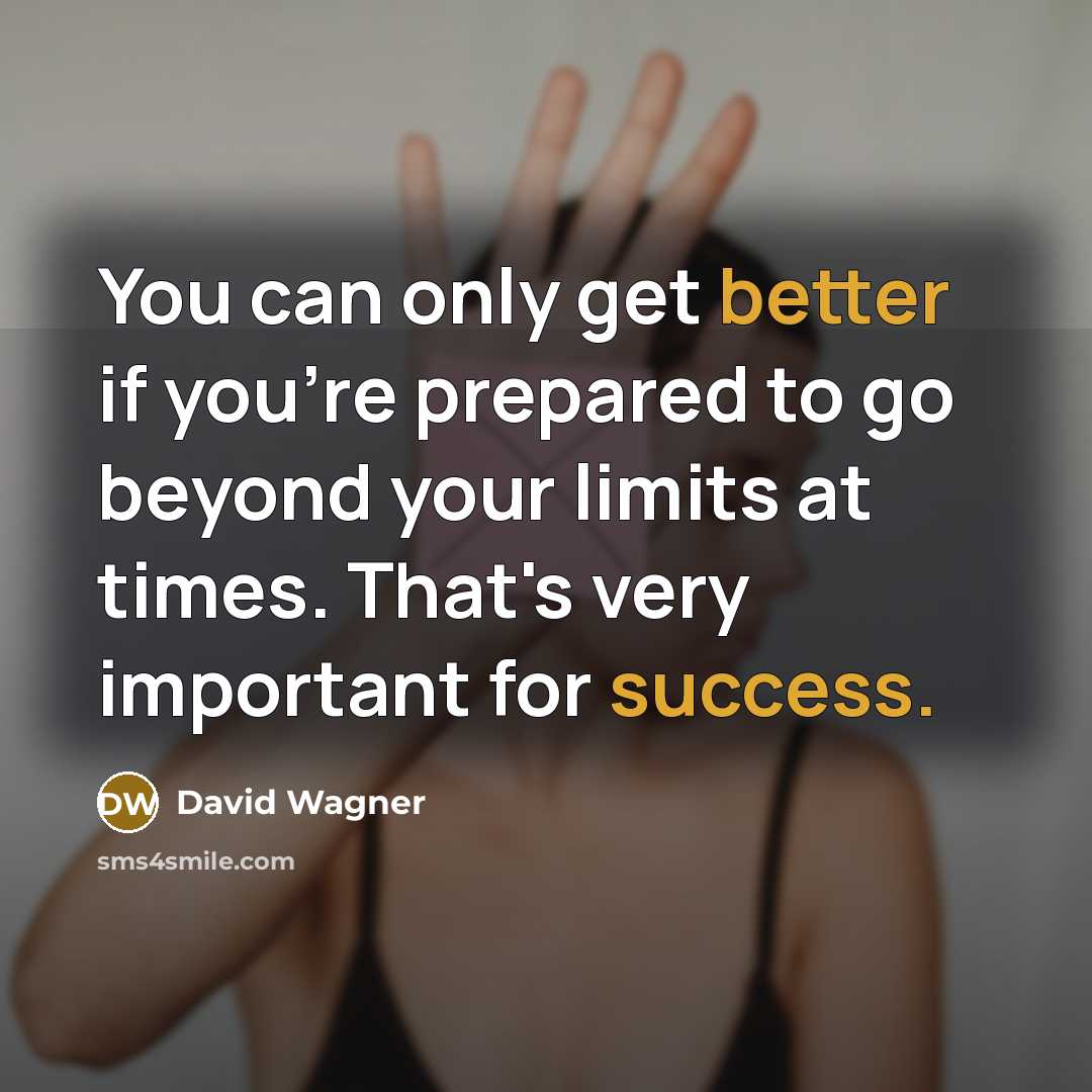 “You can only get better if you're prepared to go beyond your limits at times. That's very important for success.” quote by David Wagner