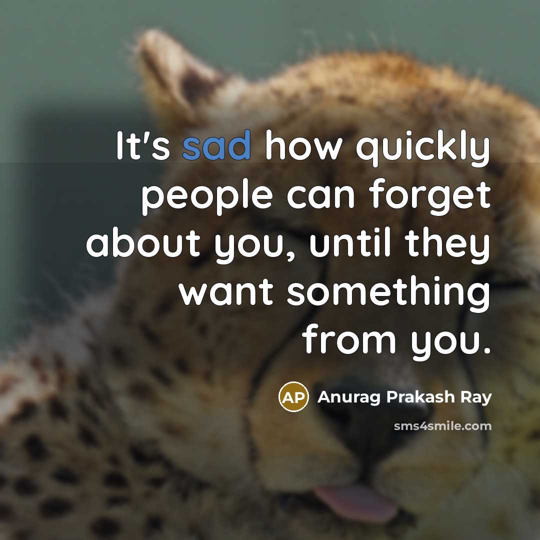 “It's sad how quickly people can forget about you, until they want something from you.” quote by Anurag Prakash Ray