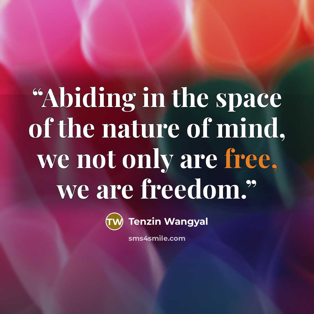 “Abiding in the space of the nature of mind, we not only are free, we are freedom.” quote by Tenzin Wangyal