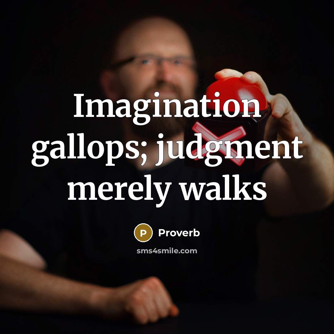 “Imagination gallops; judgment merely walks” quote by Proverb