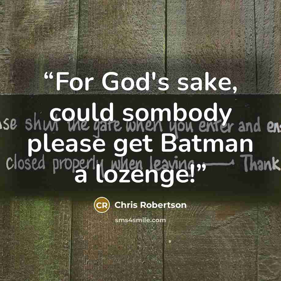 “For God's sake, could sombody please get Batman a lozenge!” quote by Chris Robertson