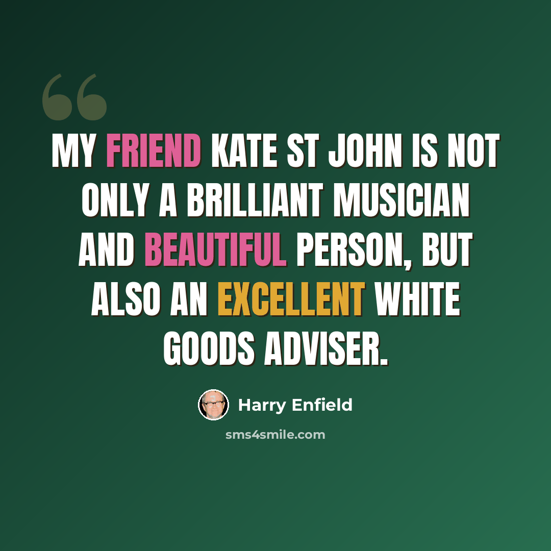 “My friend Kate St John is not only a brilliant musician and beautiful person, but also an excellent White Goods Adviser.” quote by Harry Enfield