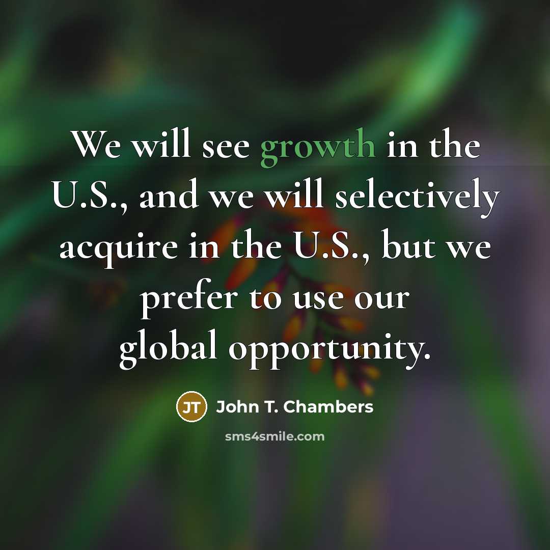 “We will see growth in the U.S., and we will selectively acquire in the U.S., but we prefer to use our global opportunity.” quote by John T. Chambers
