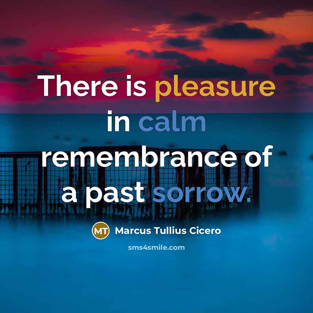 “There is pleasure in calm remembrance of a past sorrow.” quote by Marcus Tullius Cicero
