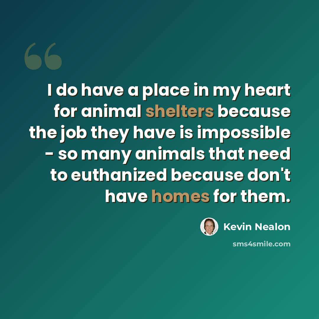 “I do have a place in my heart for animal shelters because the job they have is impossible - so many animals that need to euthanized because don't have homes for them.” quote by Kevin Nealon