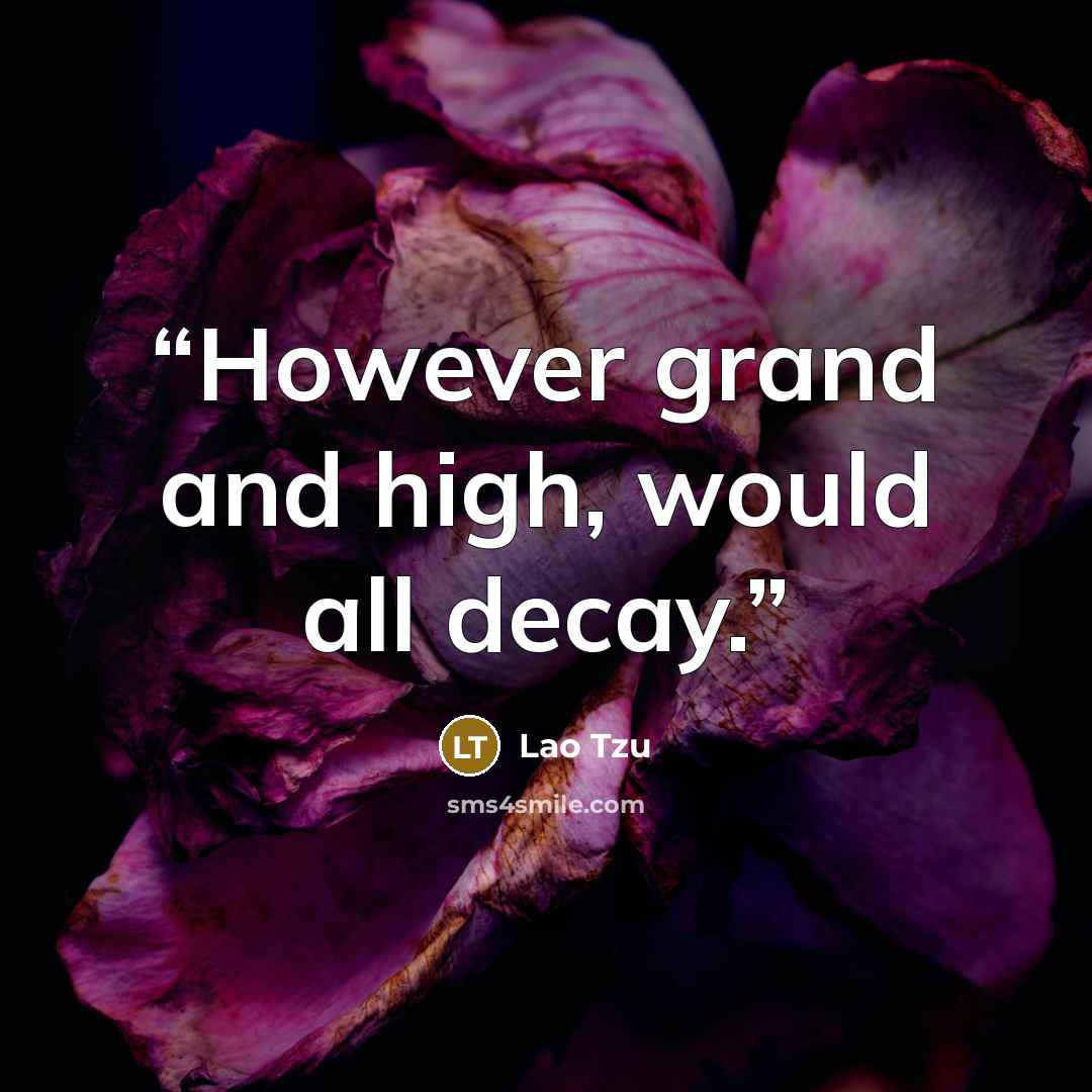 “However grand and high, would all decay.” quote by Lao Tzu