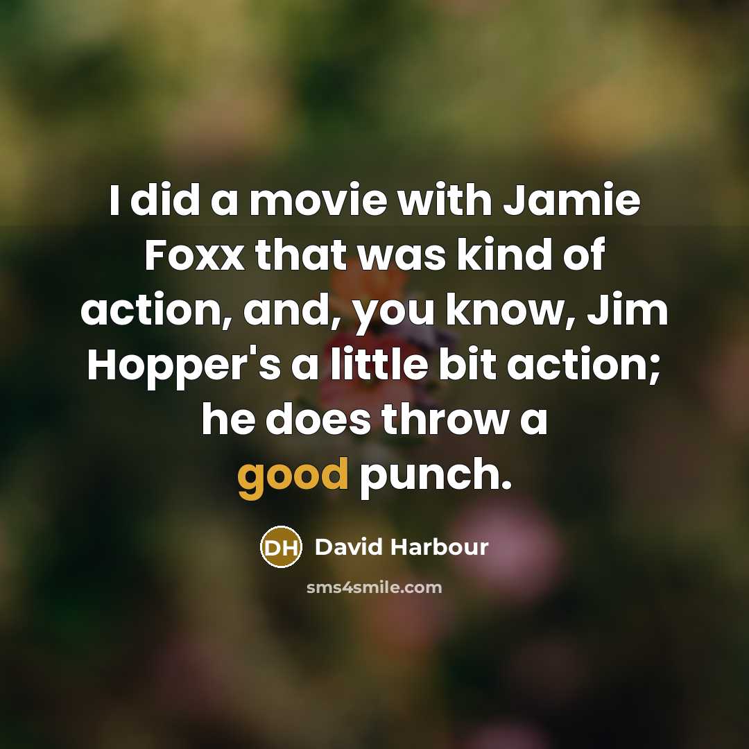 “I did a movie with Jamie Foxx that was kind of action, and, you know, Jim Hopper's a little bit action; he does throw a good punch.” quote by David Harbour