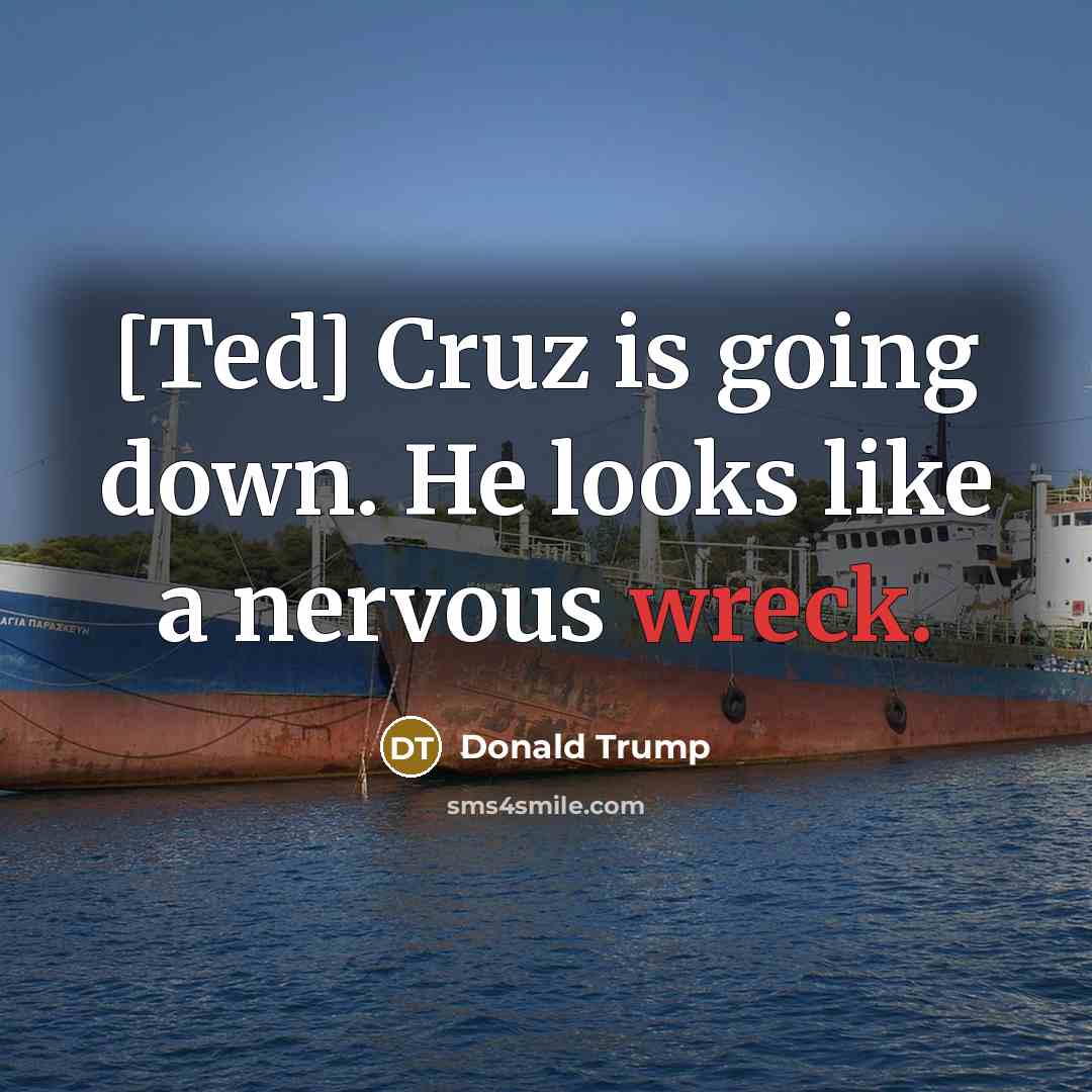 “[Ted] Cruz is going down. He looks like a nervous wreck.” quote by Donald Trump