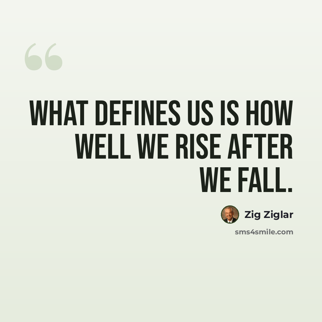 “What defines us is how well we rise after we fall.” quote by Zig Ziglar