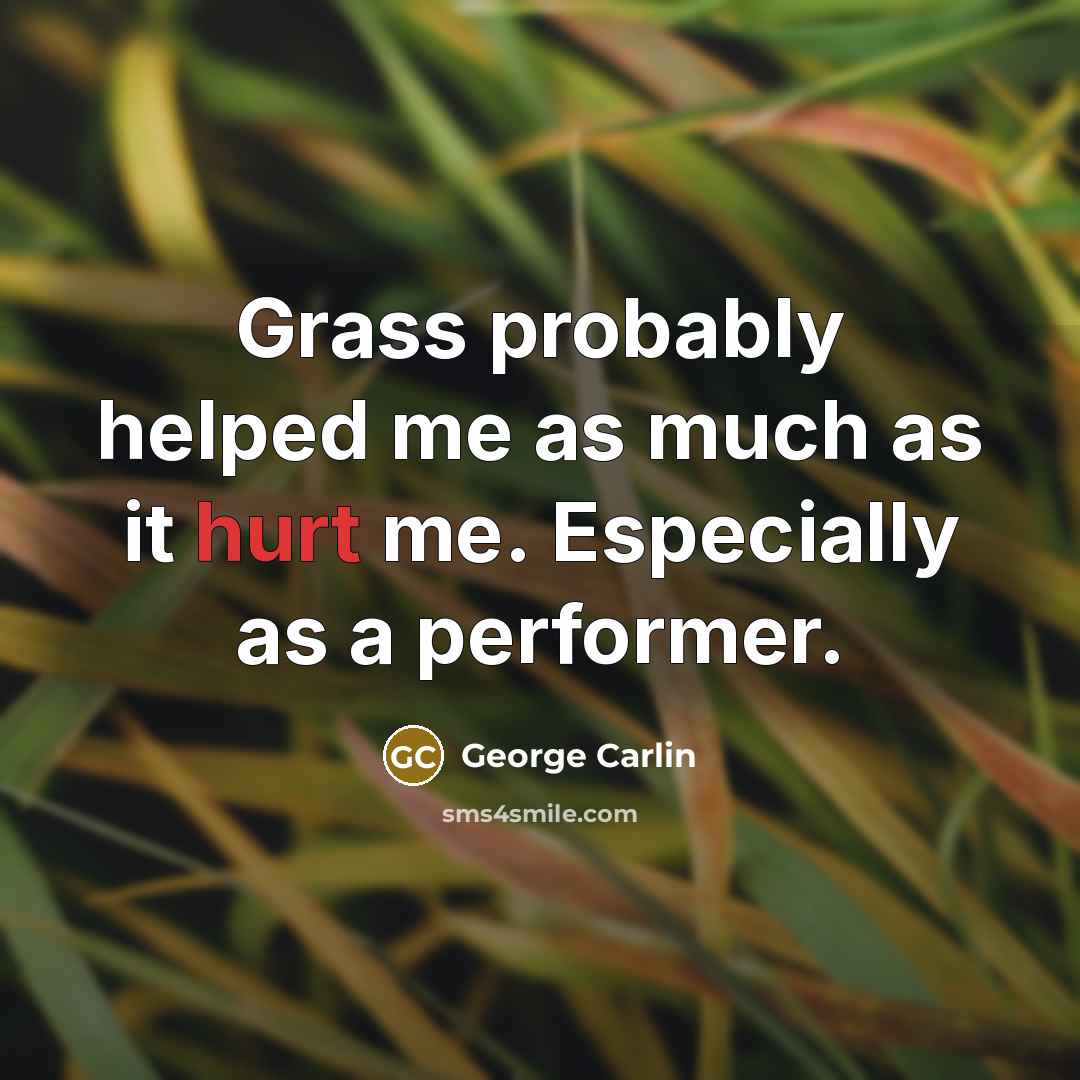 “Grass probably helped me as much as it hurt me. Especially as a performer.” quote by George Carlin