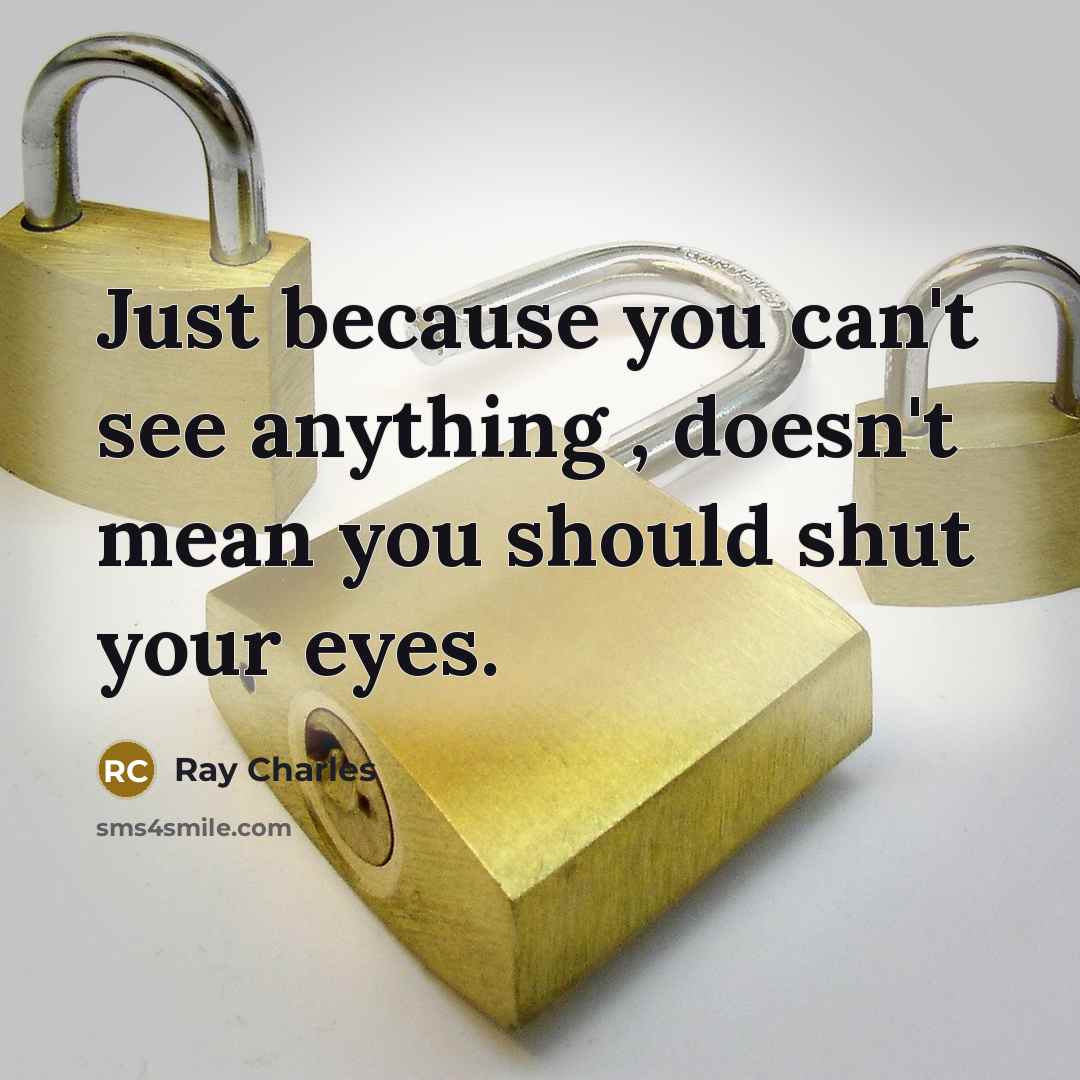 “Just because you can't see anything , doesn't mean you should shut your eyes.” quote by Ray Charles