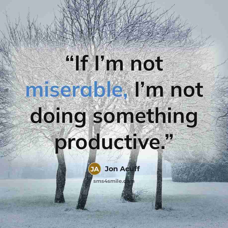 “If I’m not miserable, I’m not doing something productive.” quote by Jon Acuff