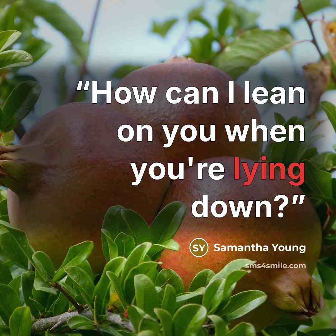 “How can I lean on you when you're lying down?” quote by Samantha Young