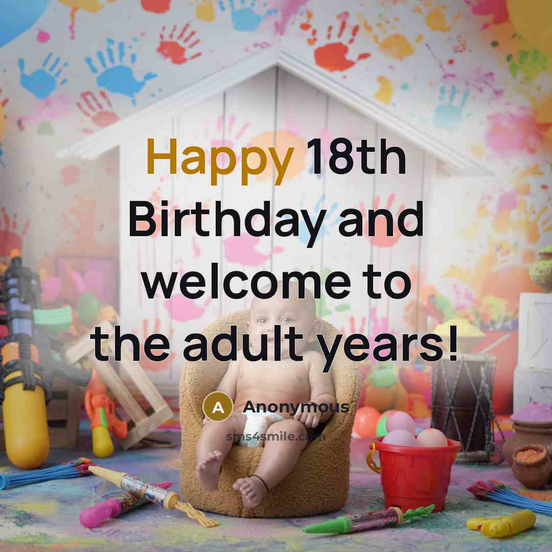 “Happy 18th Birthday and welcome to the adult years!” quote by Anonymous