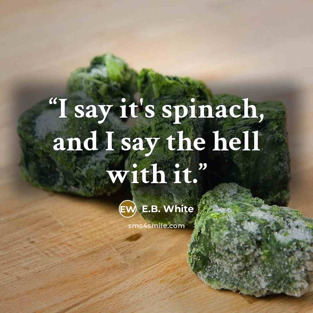 “I say it's spinach, and I say the hell with it.” quote by E.B. White