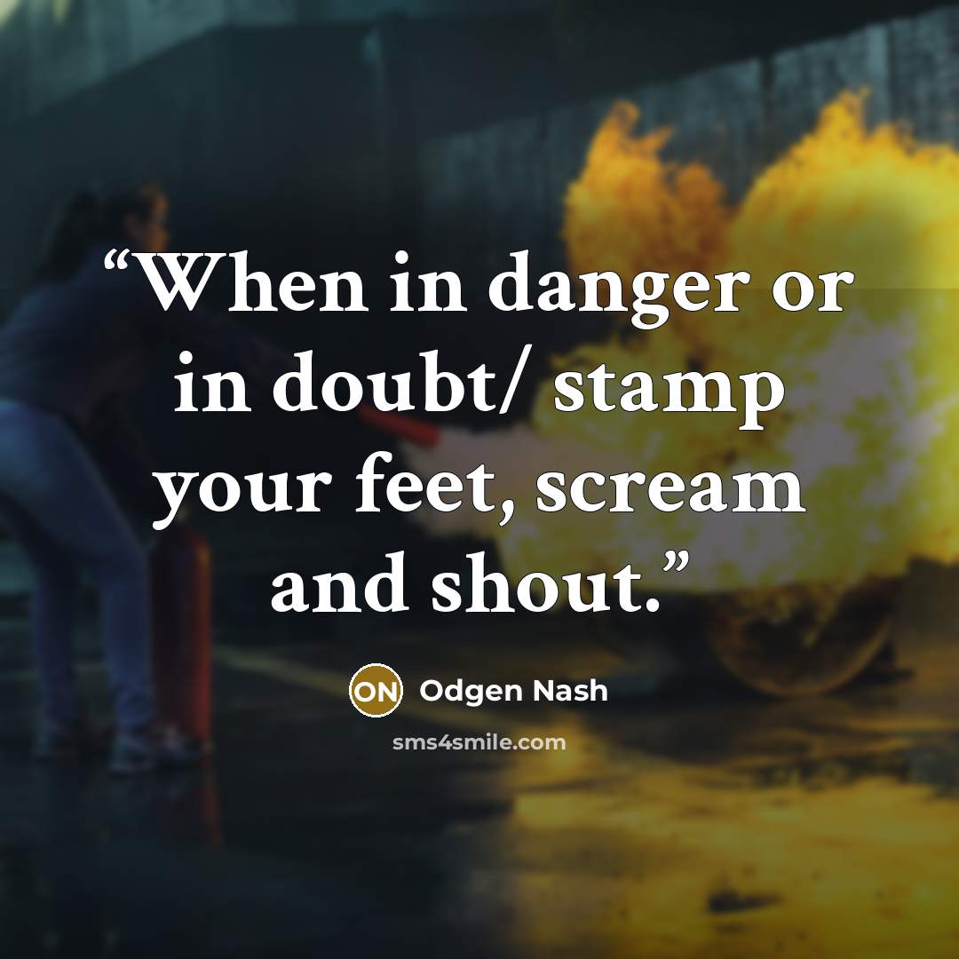 “When in danger or in doubt/ stamp your feet, scream and shout.” quote by Odgen Nash