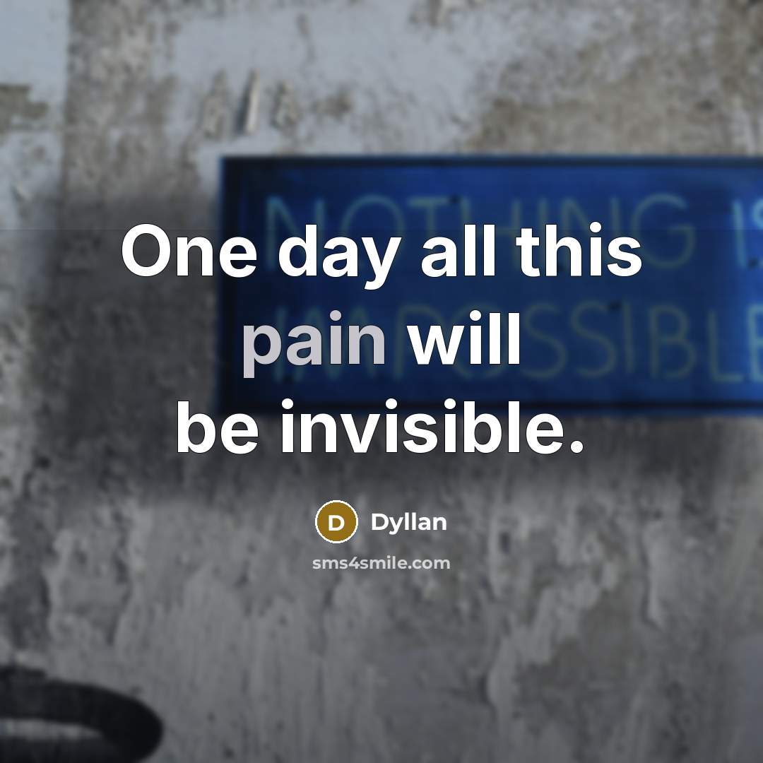 “One day all this pain will be invisible.” quote by Dyllan