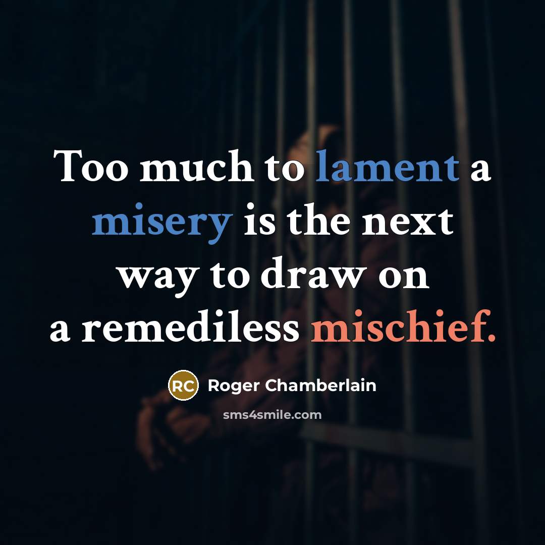 “Too much to lament a misery is the next way to draw on a remediless mischief.” quote by Roger Chamberlain