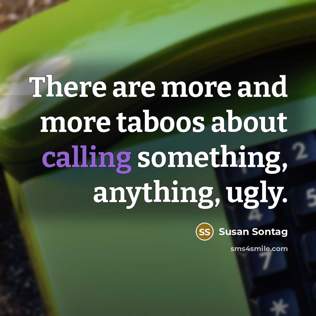 “There are more and more taboos about calling something, anything, ugly.” quote by Susan Sontag