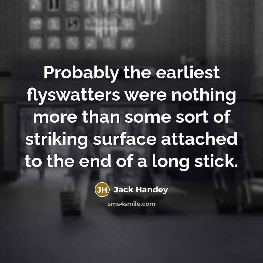 “Probably the earliest flyswatters were nothing more than some sort of striking surface attached to the end of a long stick.” quote by Jack Handey
