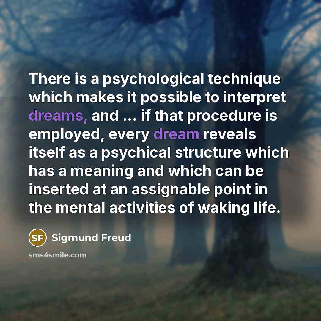 “There is a psychological technique which makes it possible to interpret dreams, and ... if that procedure is employed, every dream reveals itself as a psychical structure which has a meaning and which can be inserted at an assignable point in the mental activities of waking life.” quote by Sigmund Freud