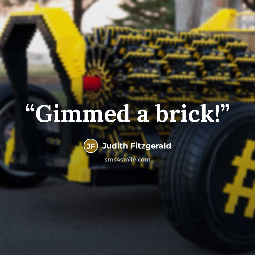 “Gimmed a brick!” quote by Judith Fitzgerald