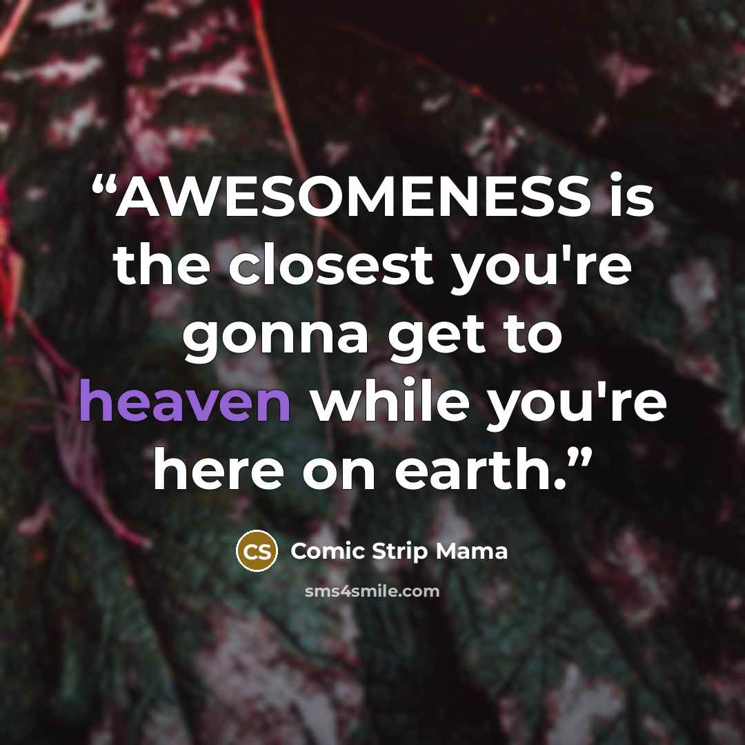“AWESOMENESS is the closest you're gonna get to heaven while you're here on earth.” quote by Comic Strip Mama