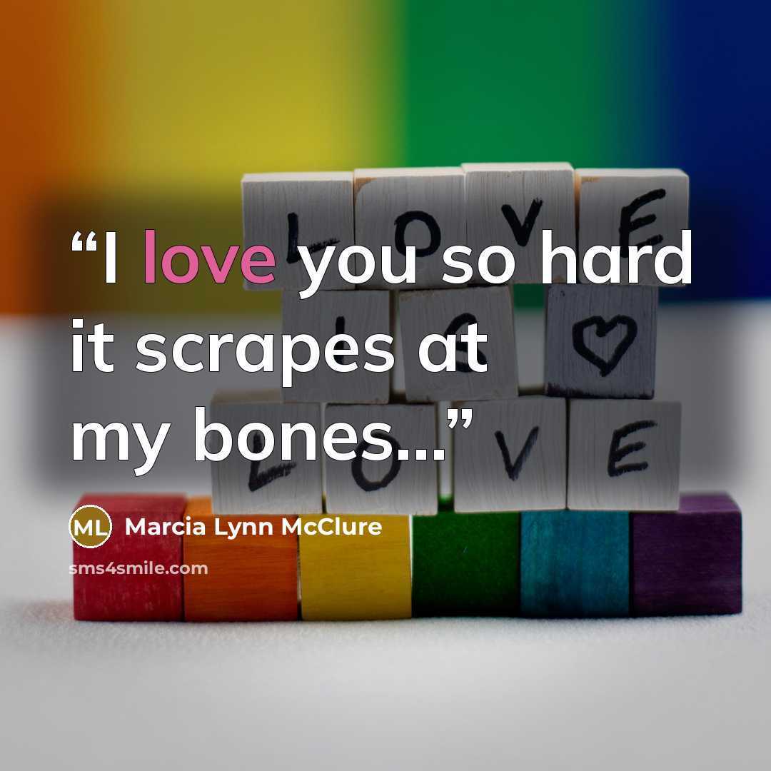 “I love you so hard it scrapes at my bones...” quote by Marcia Lynn McClure