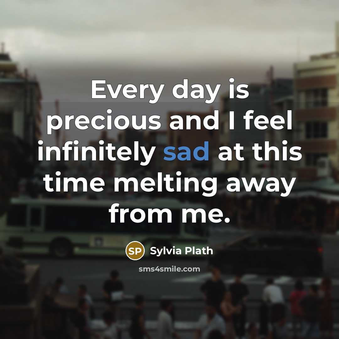 “Every day is precious and I feel infinitely sad at this time melting away from me.” quote by Sylvia Plath