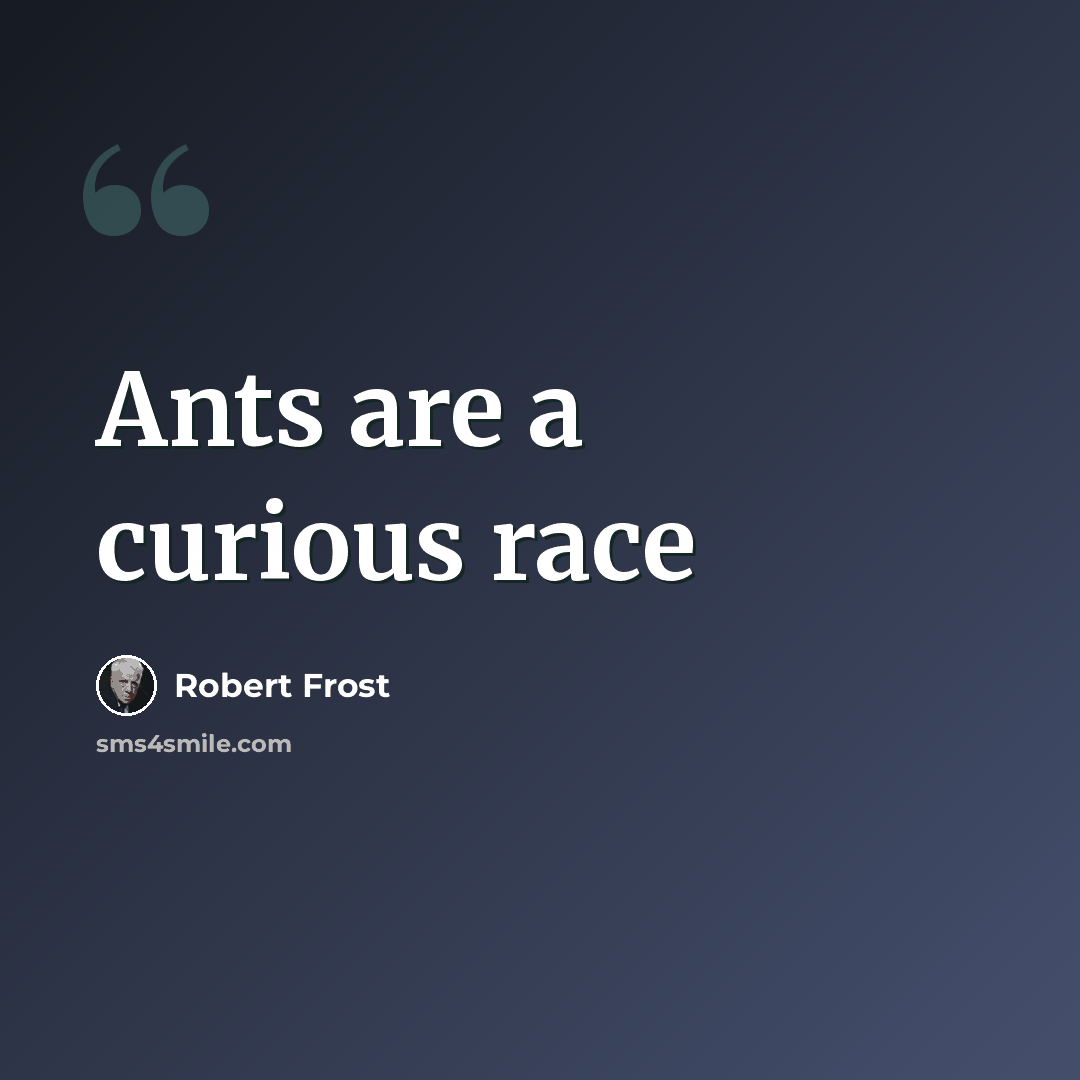 “Ants are a curious race” quote by Robert Frost