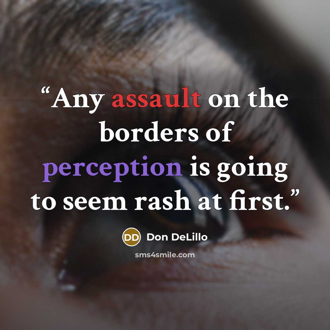“Any assault on the borders of perception is going to seem rash at first.” quote by Don DeLillo