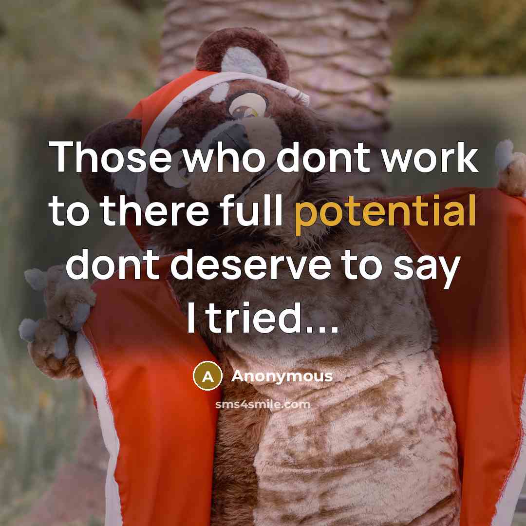 “Those who dont work to there full potential dont deserve to say I tried...” quote by Anonymous