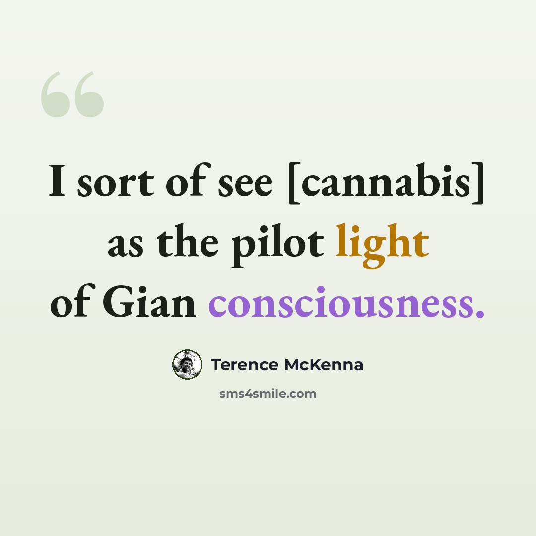 “I sort of see [cannabis] as the pilot light of Gian consciousness.” quote by Terence McKenna