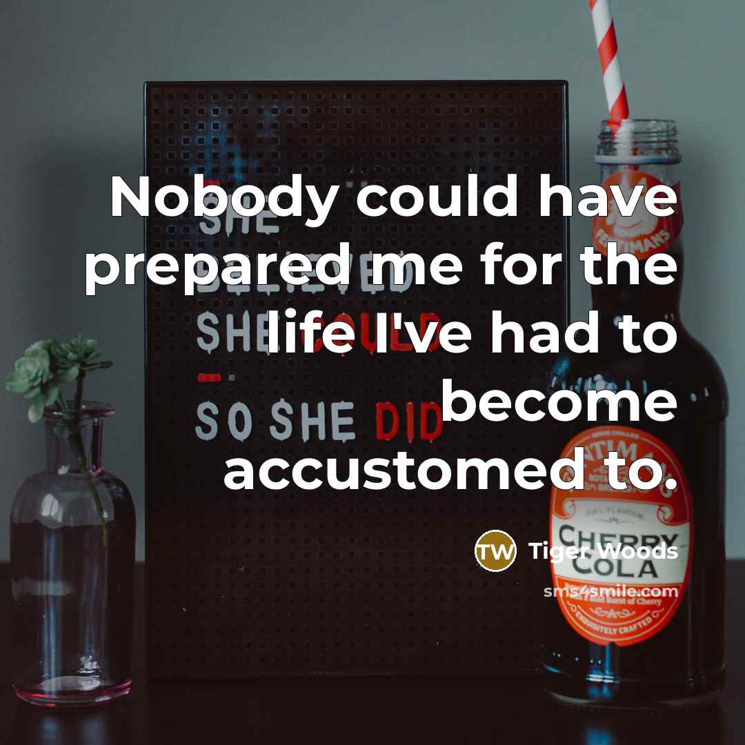 “Nobody could have prepared me for the life I've had to become accustomed to.” quote by Tiger Woods