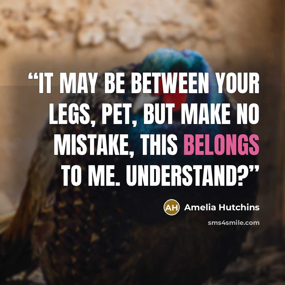 “It may be between your legs, Pet, but make no mistake, this belongs to me. Understand?” quote by Amelia Hutchins