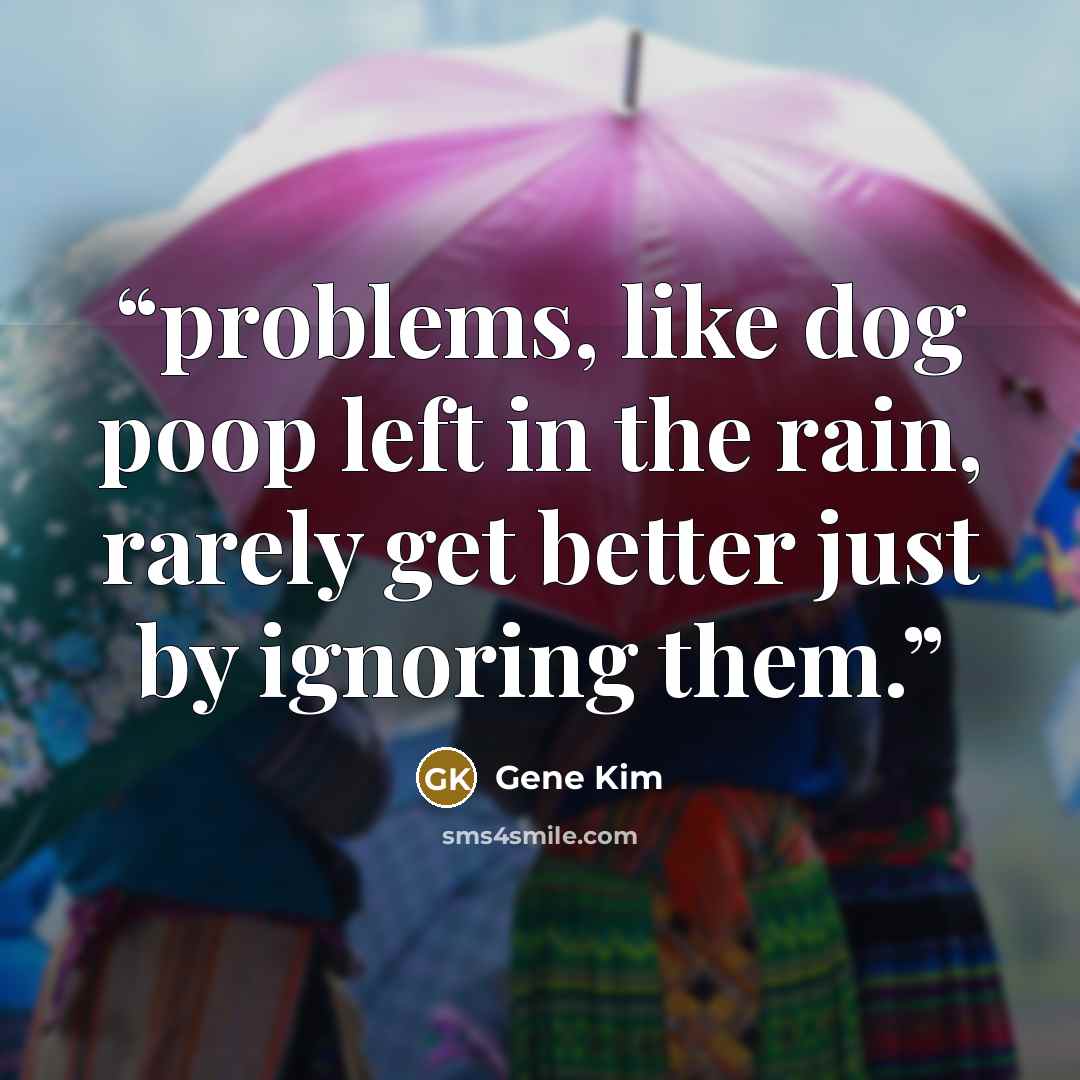 “problems, like dog poop left in the rain, rarely get better just by ignoring them.” quote by Gene Kim