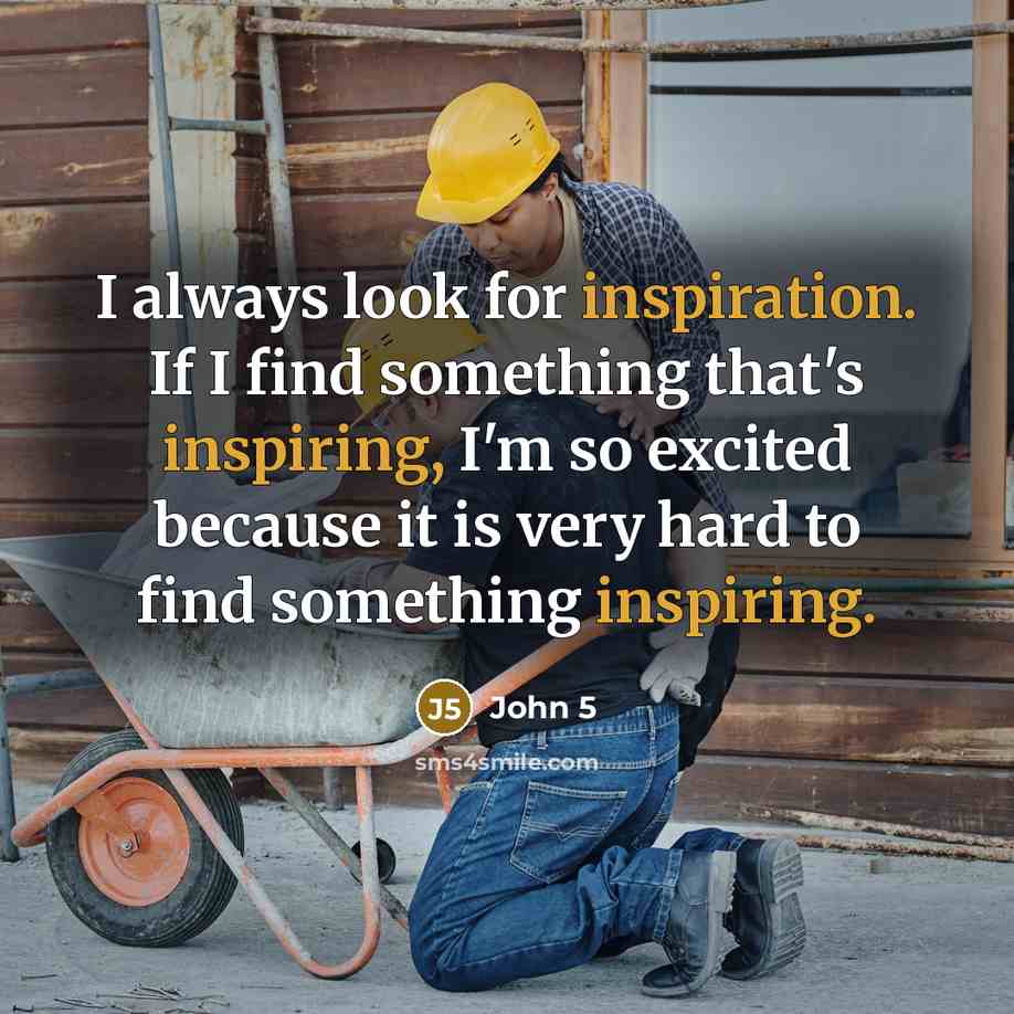 “I always look for inspiration. If I find something that's inspiring, I'm so excited because it is very hard to find something inspiring.” quote by John 5