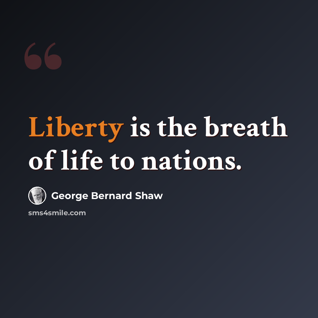 “Liberty is the breath of life to nations.” quote by George Bernard Shaw